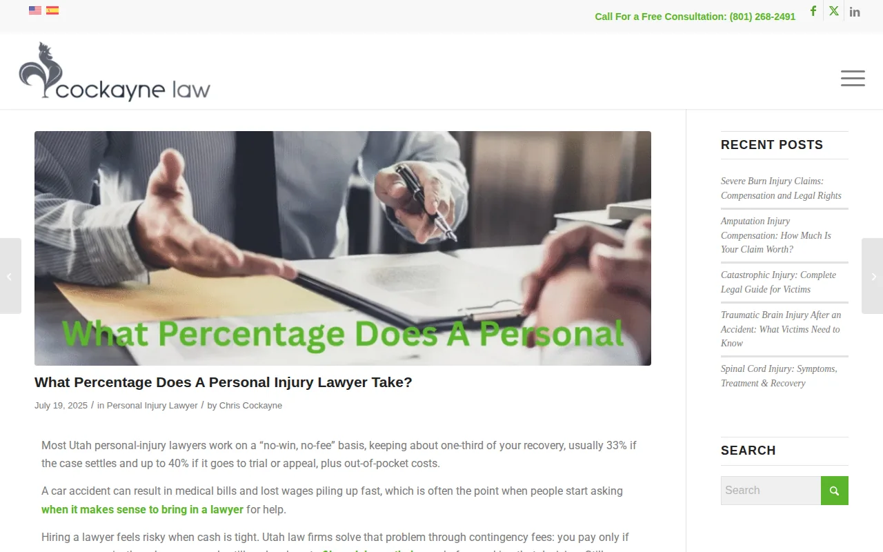 Screenshot of the Cockayne Law website