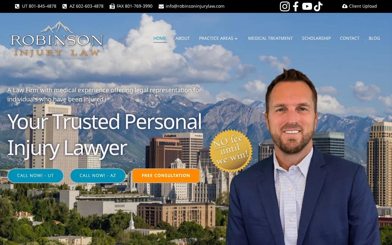 Screenshot of the Robinson Injury Law website