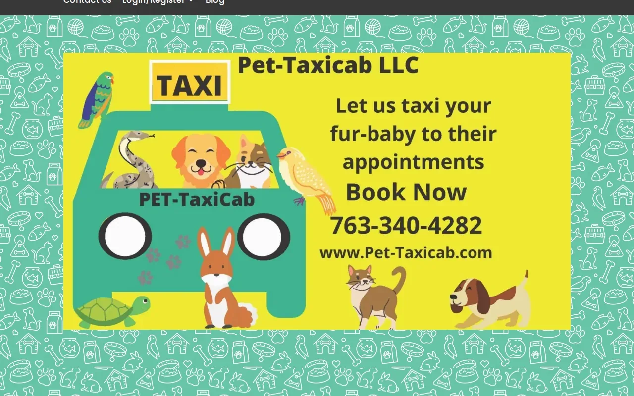 Screenshot of the Pet Taxi Cab Services website