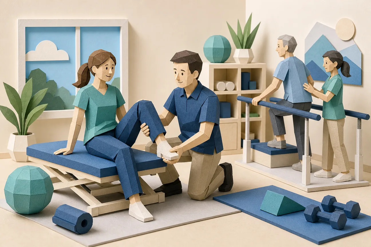 Papercraft illustration of Best Physical Therapy Keywords for Local Clinics