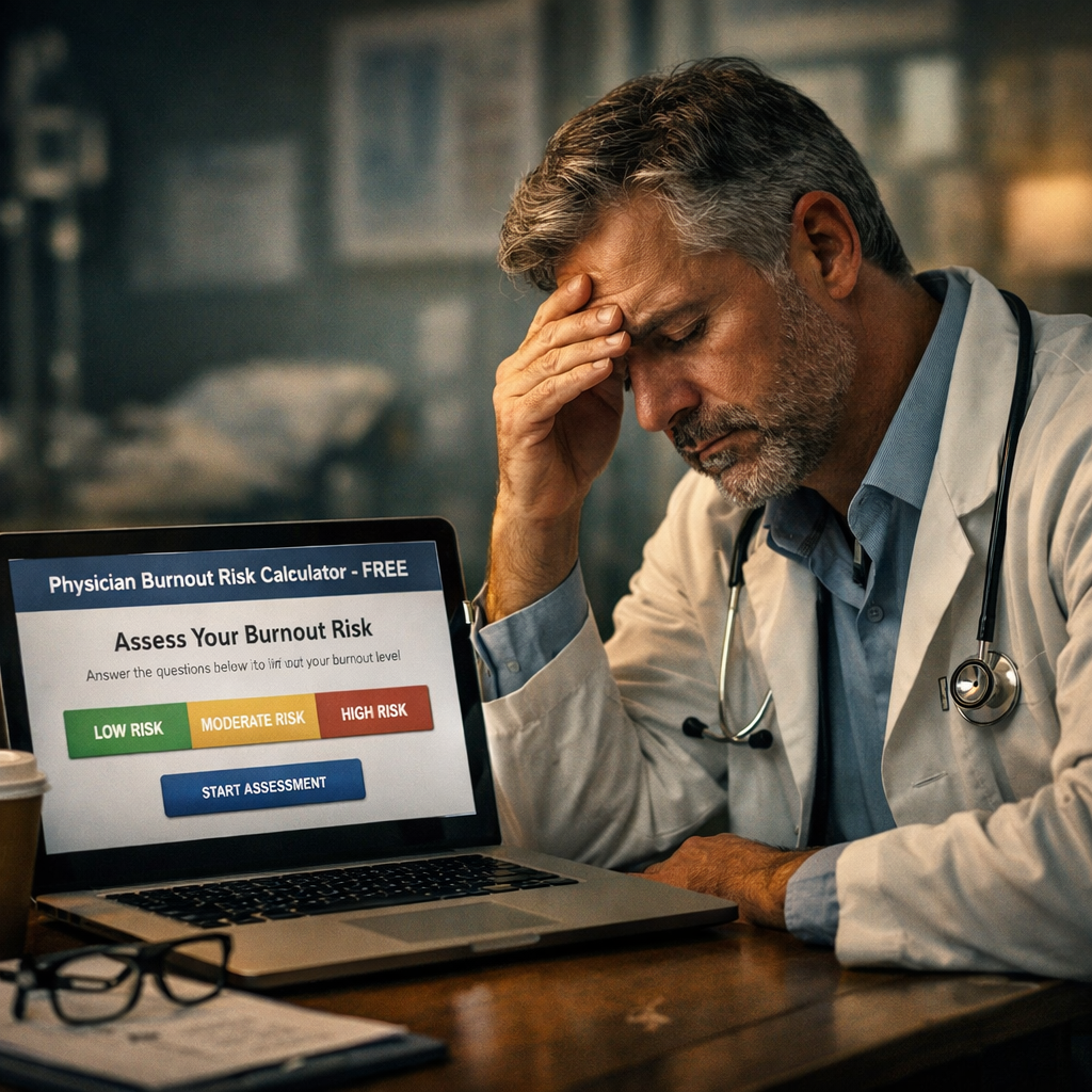 A photorealistic image related to physician-burnout-risk-calculator-free. Alt: physician-burnout-risk-calculator-free