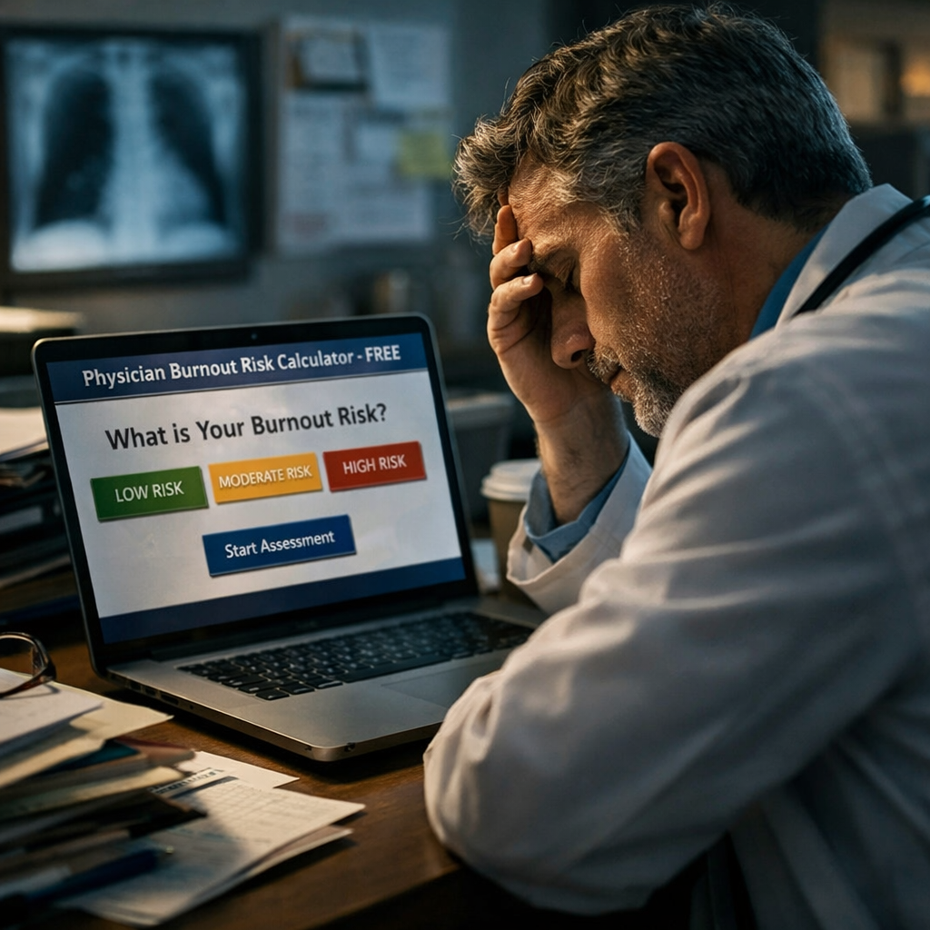 A photorealistic image related to physician-burnout-risk-calculator-free. Alt: physician-burnout-risk-calculator-free