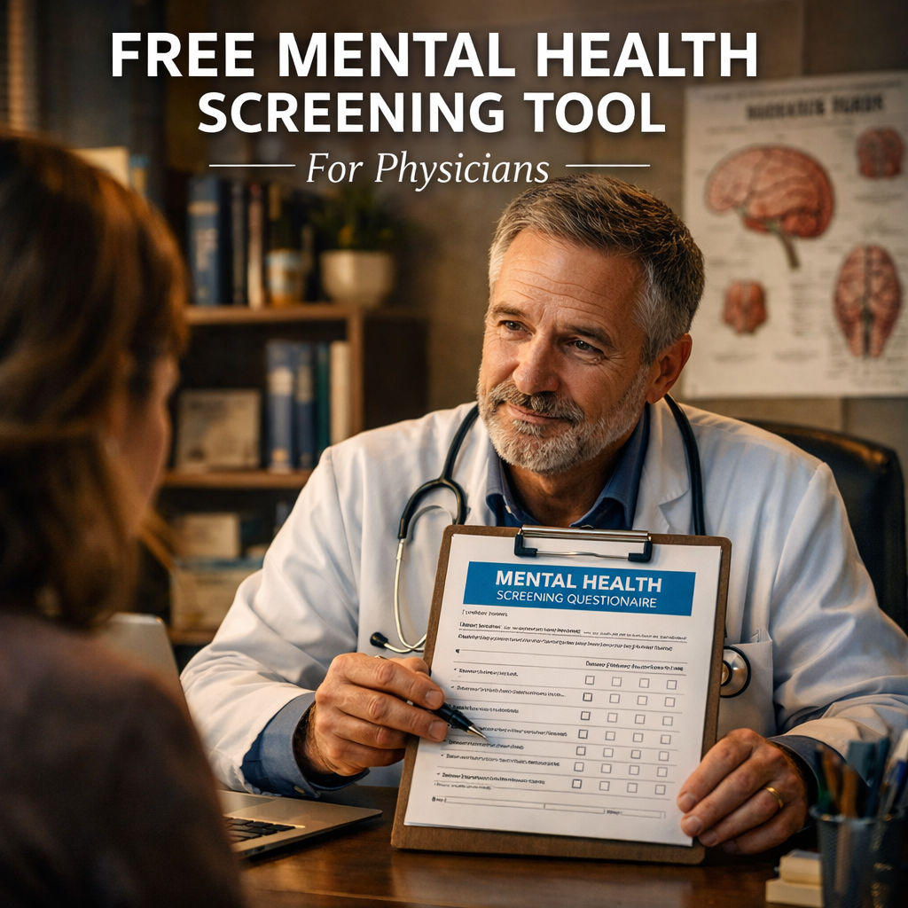 A photorealistic image related to physician-mental-health-screening-tool-free. Alt: physician-mental-health-screening-tool-free