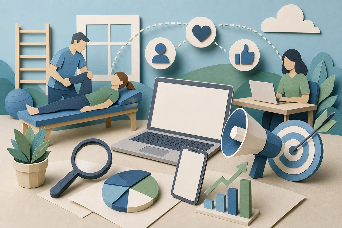 Papercraft illustration of Best Physiotherapy Marketing Agency Options