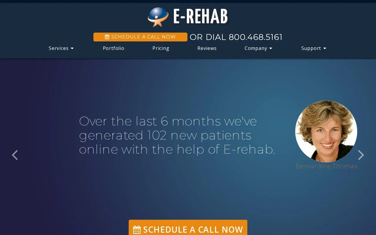 Screenshot of the E-Rehab website