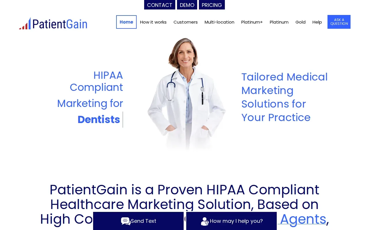 Screenshot of the PatientGain website