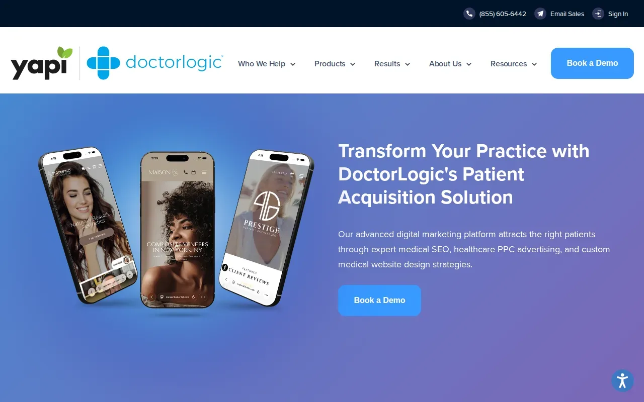 Screenshot of the DoctorLogic website
