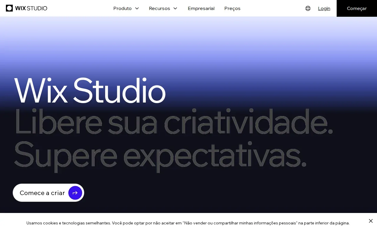 Screenshot of the Wix Studio website