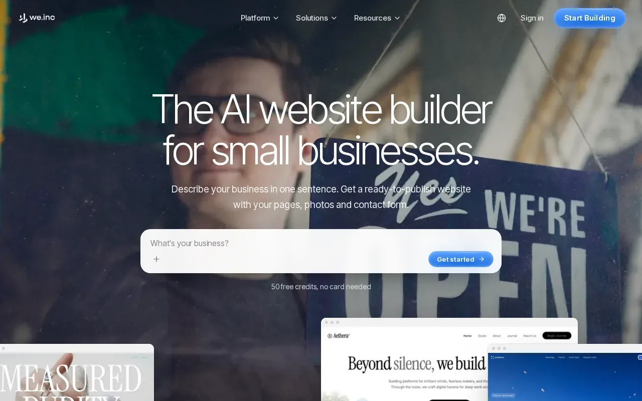 Screenshot of the We.inc website