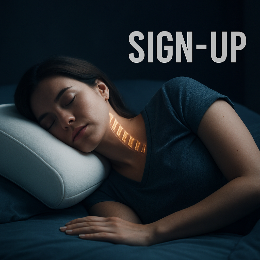 A side sleeper with a properly aligned pillow, showing cervical spine in neutral alignment. Alt: pillow for side sleepers neck pain.