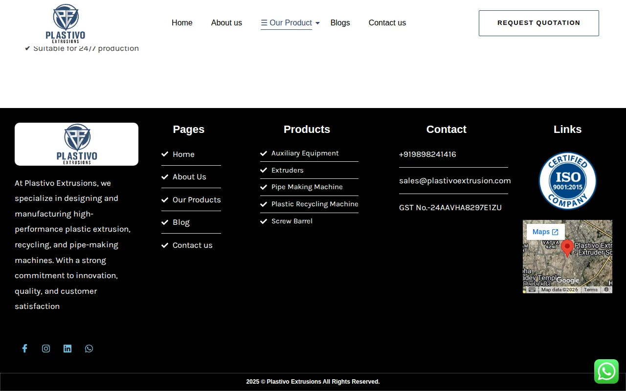 Plastivo Extrusions: visual reference for 1. Plastivo Extrusions – Single & Twin Screw Extruders