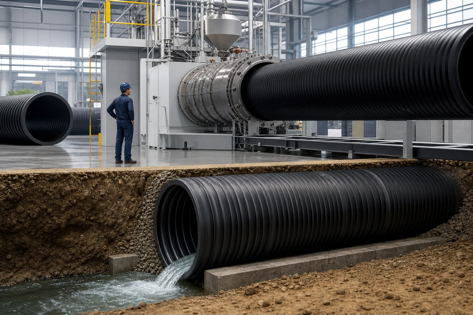 Battenfeld‑Cincinnati solEX NG: visual reference for 6. Battenfeld‑Cincinnati solEX NG , Grooved feed for high‑performance large‑diameter pipes