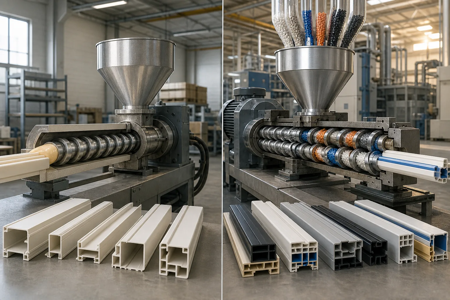 Single‑Screw vs Twin‑Screw Extruders for Profile Production: visual reference for 2. Single‑Screw vs Twin‑Screw Extruders for Profile Production