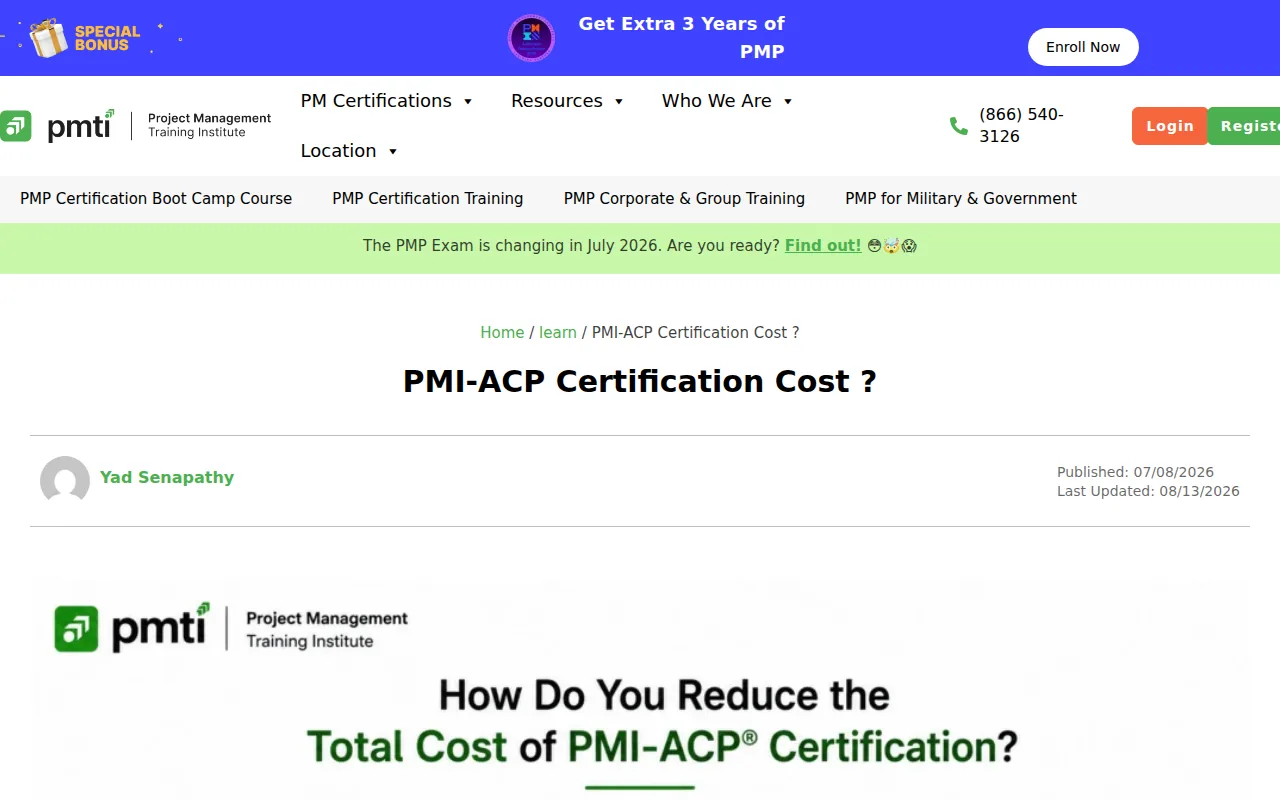 Screenshot of the PMTI website