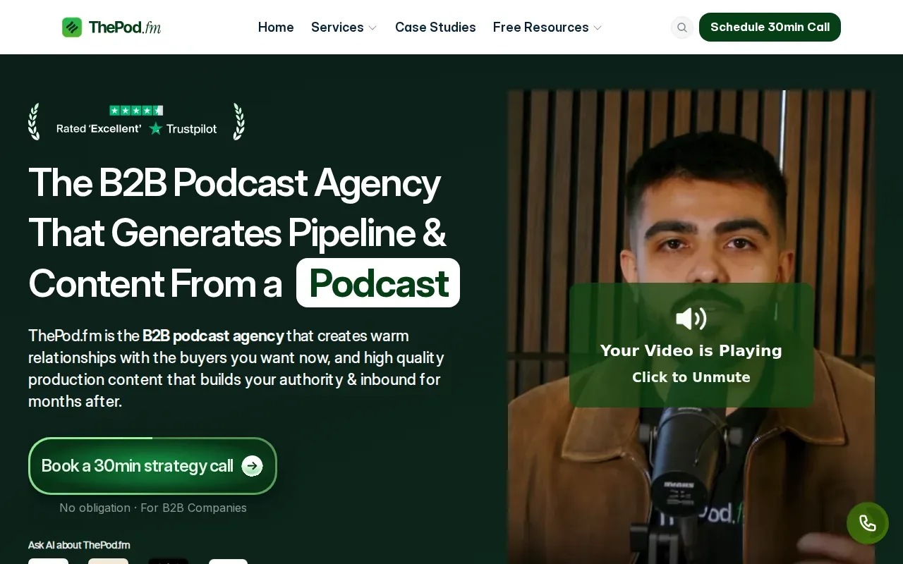 Screenshot of the ThePod.fm website