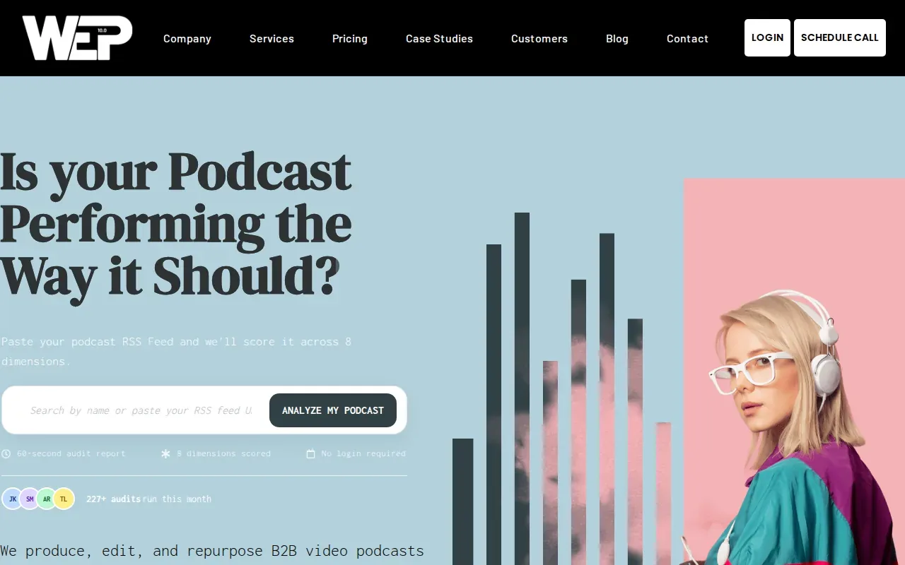 Screenshot of the We Edit Podcasts website