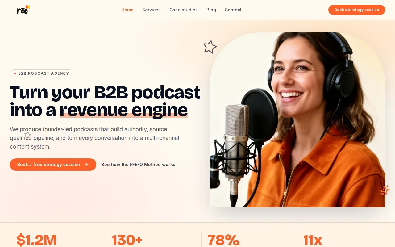 Screenshot of the Reo.fm website