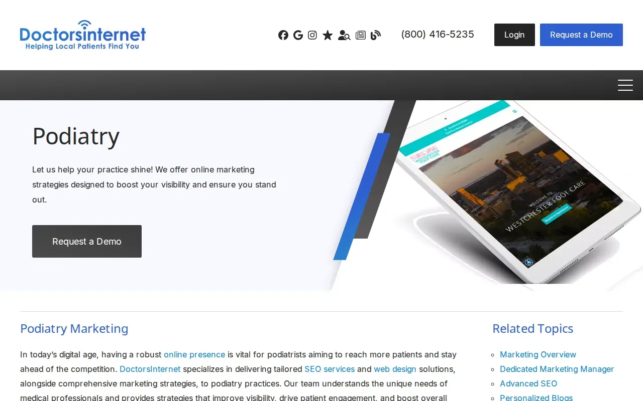 Screenshot of the DoctorsInternet website