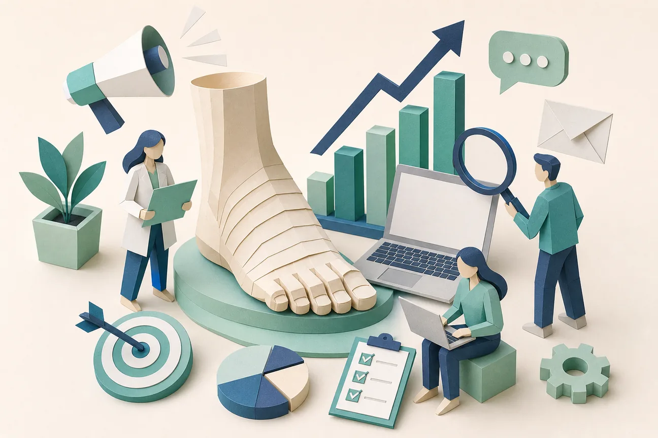 Papercraft illustration of Best Podiatry Marketing Services for Practices
