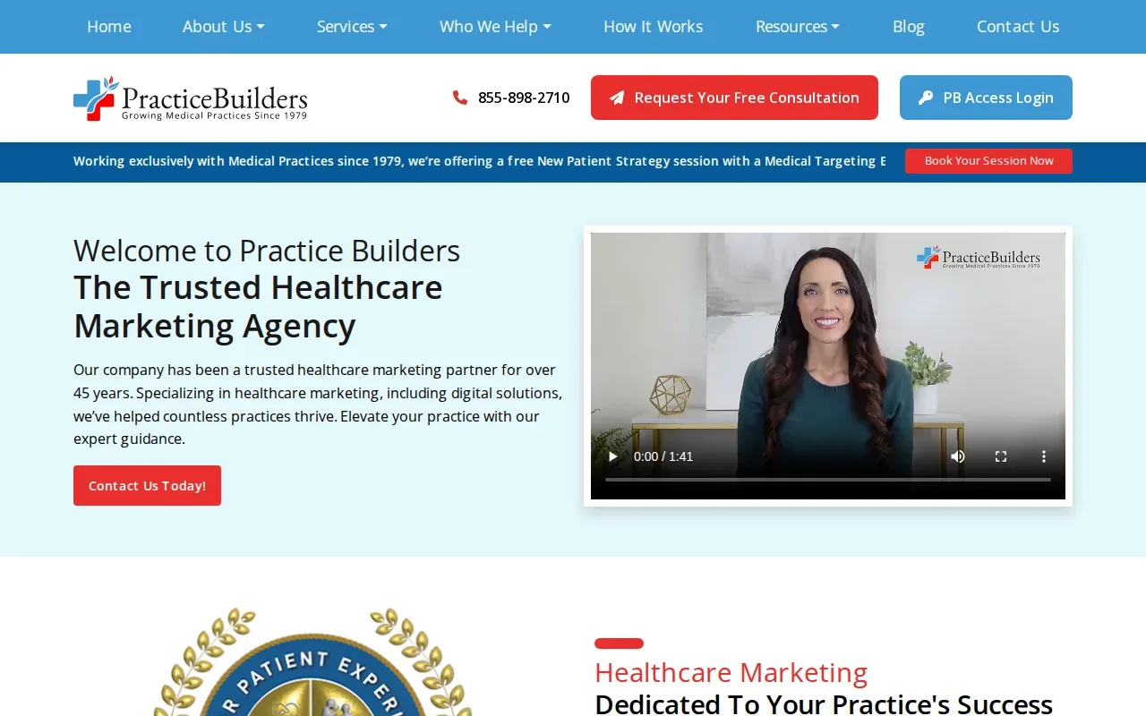 Screenshot of the Practice Builders website