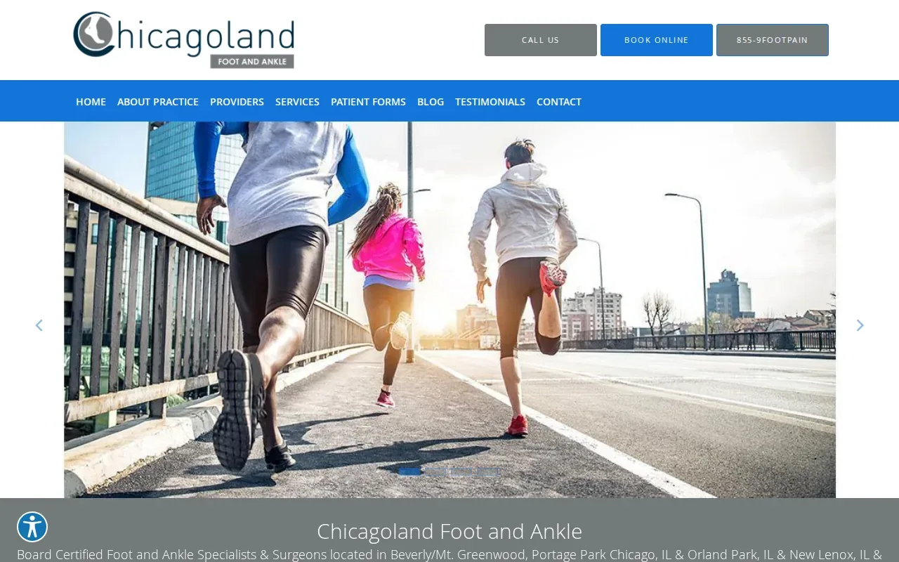 Screenshot of the Chicagoland Foot and Ankle website