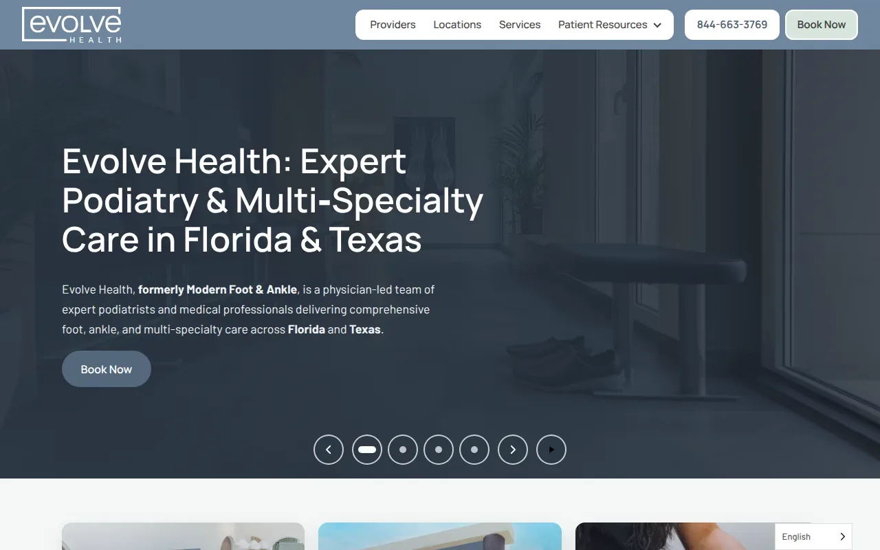 Screenshot of the Modern Foot & Ankle website