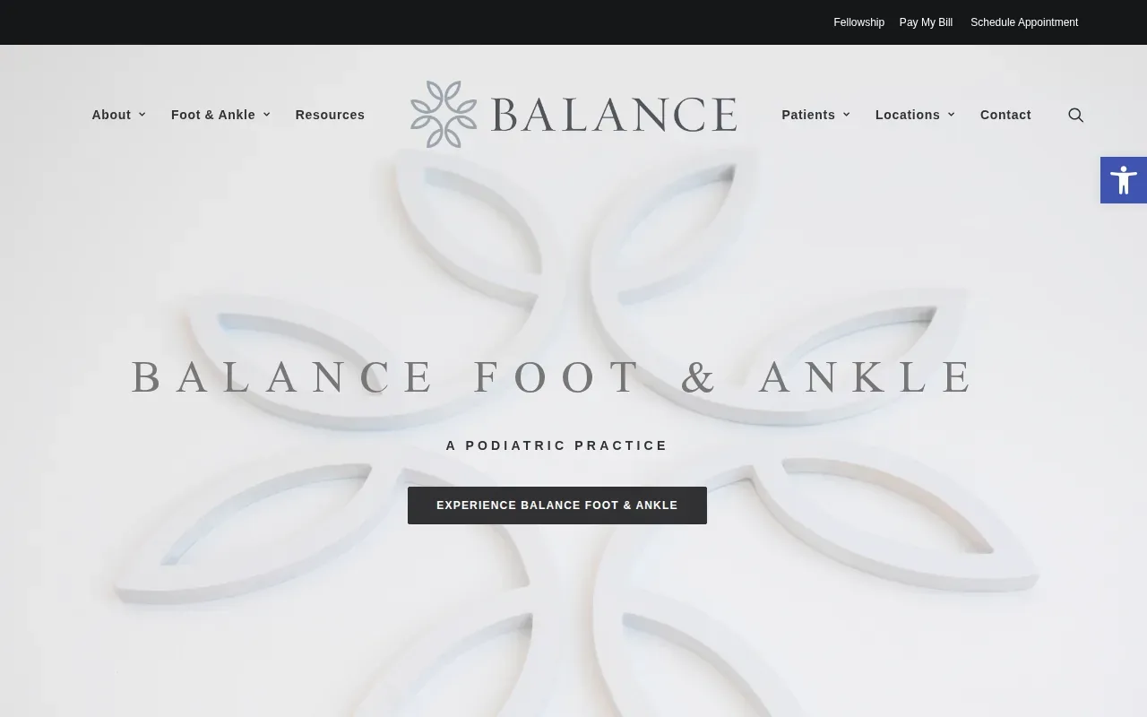 Screenshot of the Balance Foot & Ankle website