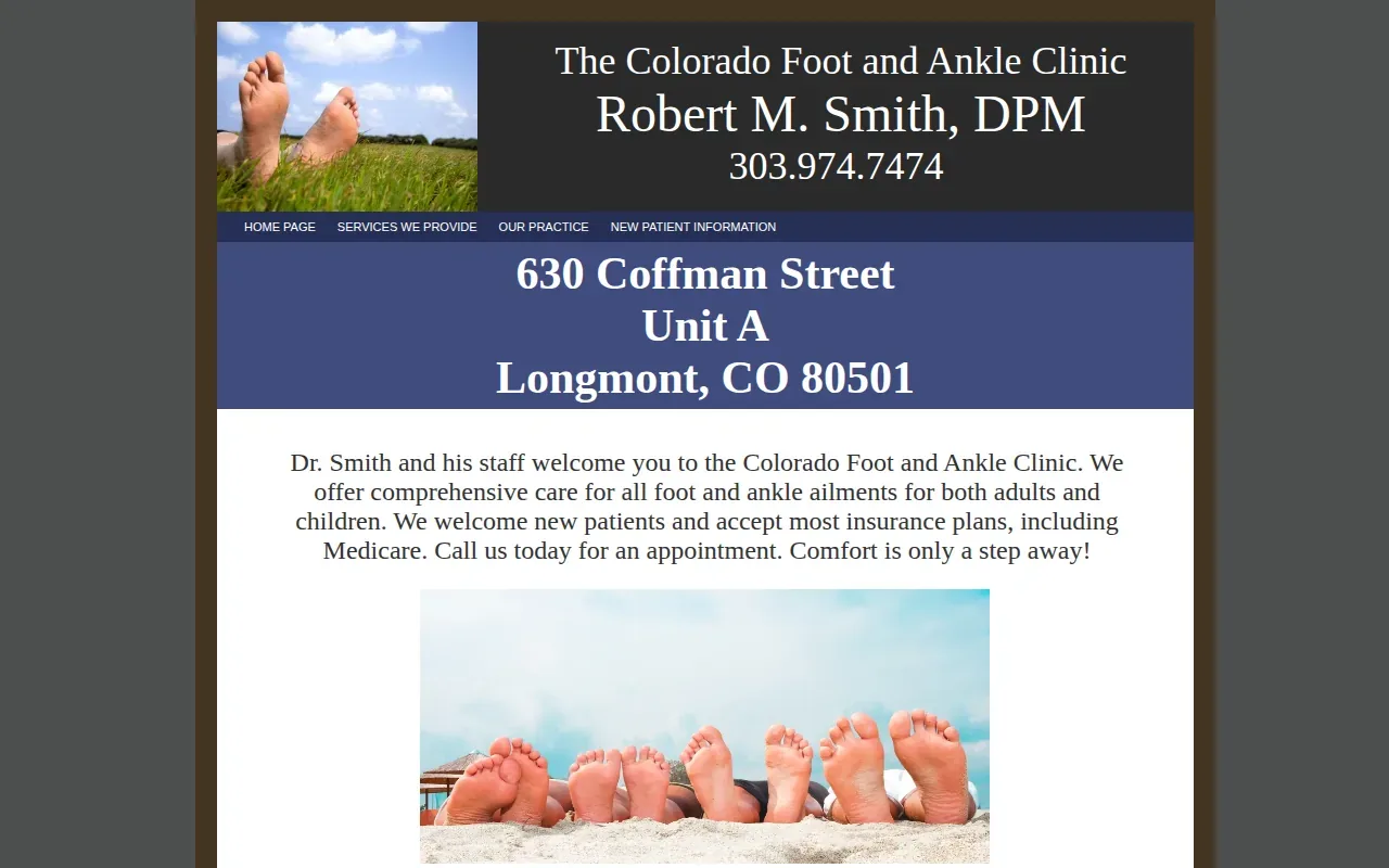 Screenshot of the Colorado Foot and Ankle website