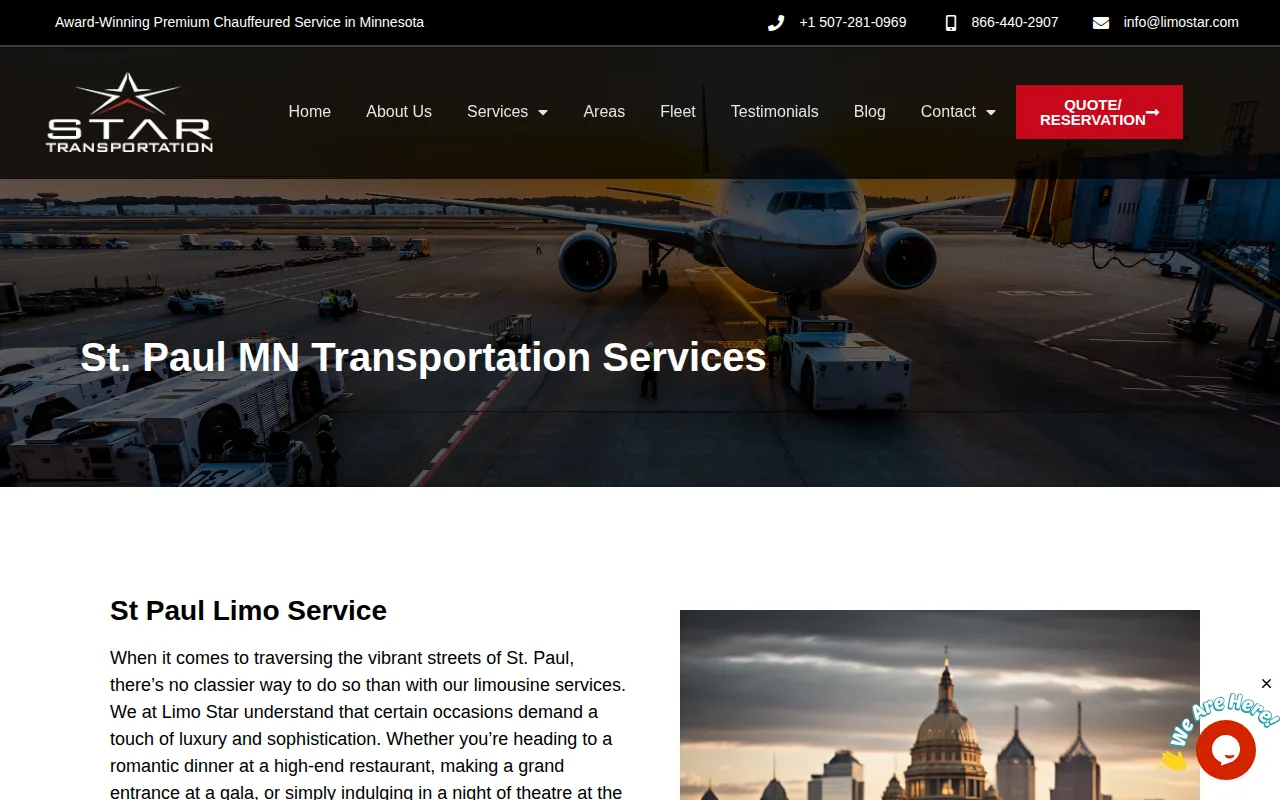 Screenshot of the Limo Star website
