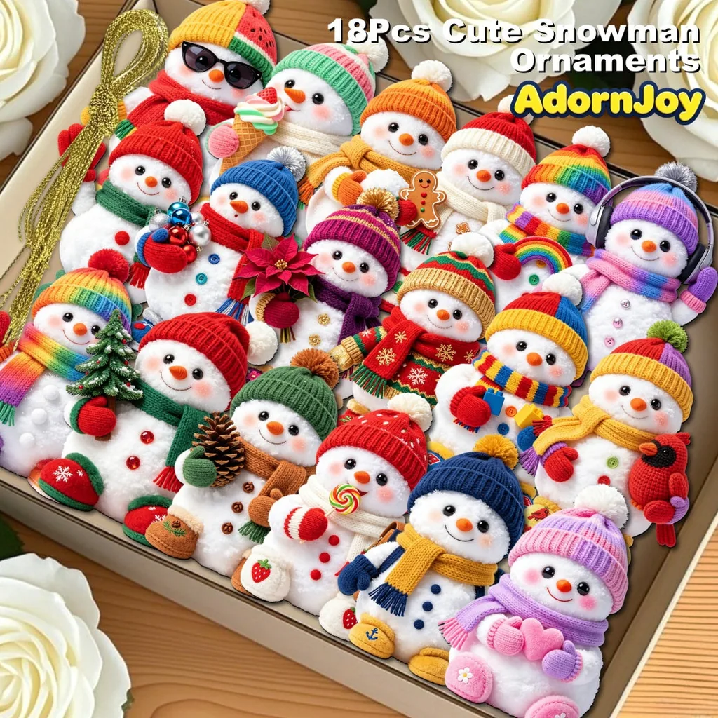 Product photo of AdornJoy 18 Pcs Festive Snowman Christmas Ornament Sets