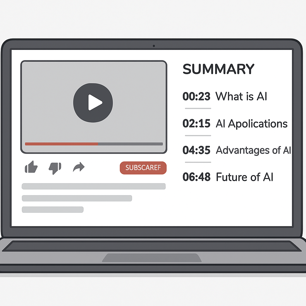 Step-by-step visual guide showing how to use an AI video summarizer