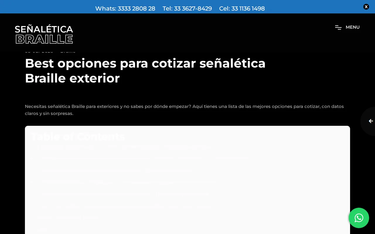 Braille International: visual reference for 4. Braille International — Materiales resistentes para señalética exterior