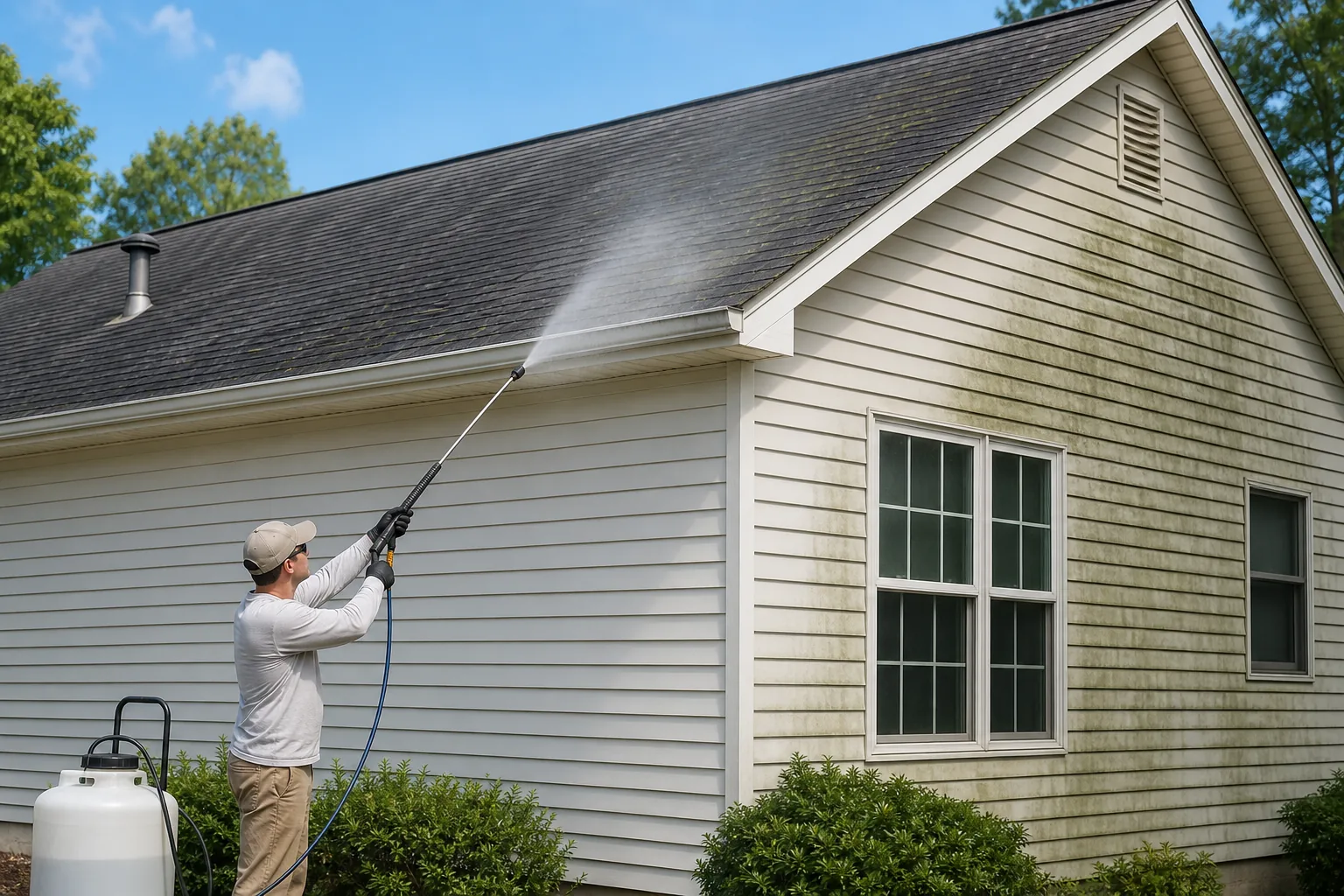 Illustration for Soft Washing for House Siding and Roofs
