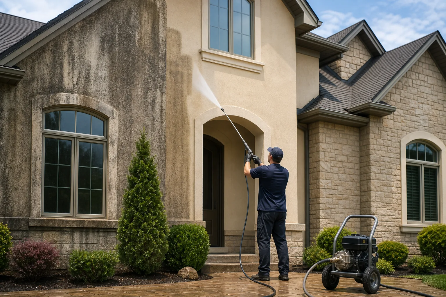 Illustration for Stone and Stucco House Washing