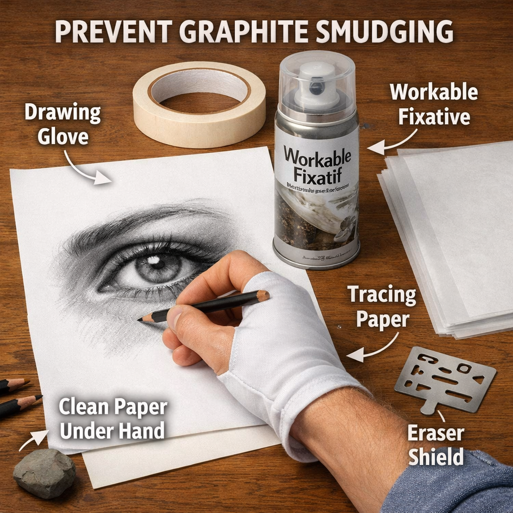 A photorealistic image related to prevent-graphite-smudging. Alt: prevent-graphite-smudging