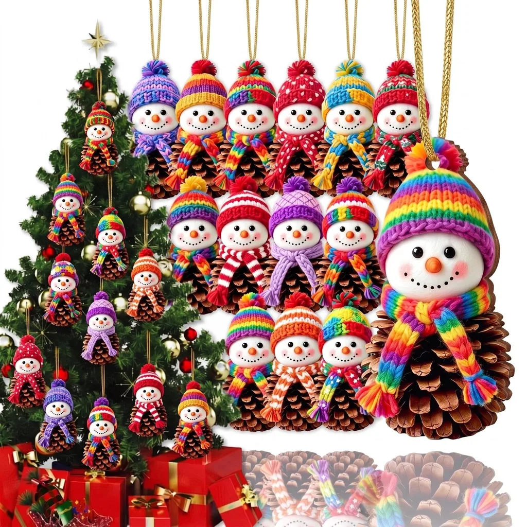 Product photo of AdornJoy 16 Pcs Rustic Snowman Christmas Ornament Sets