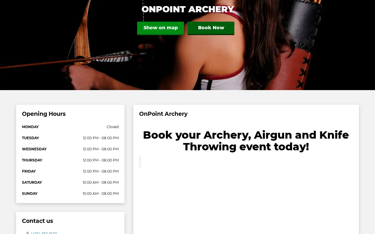 OnPoint Archery: visual reference for 1. OnPoint Archery — Your Local Private Beginner Archery Lesson in Toronto