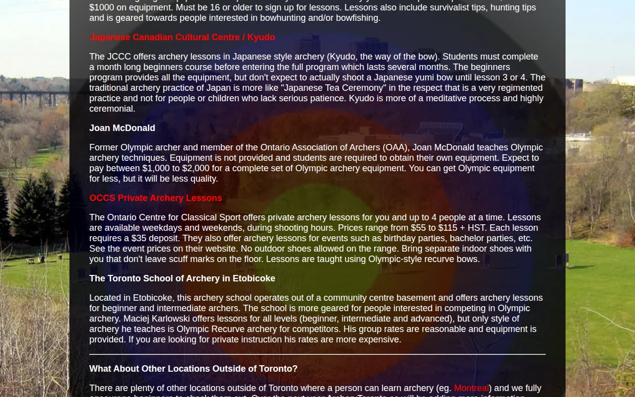 OCCS Private Archery Lessons: visual reference for 7. OCCS Private Archery Lessons — Small Group Private Sessions