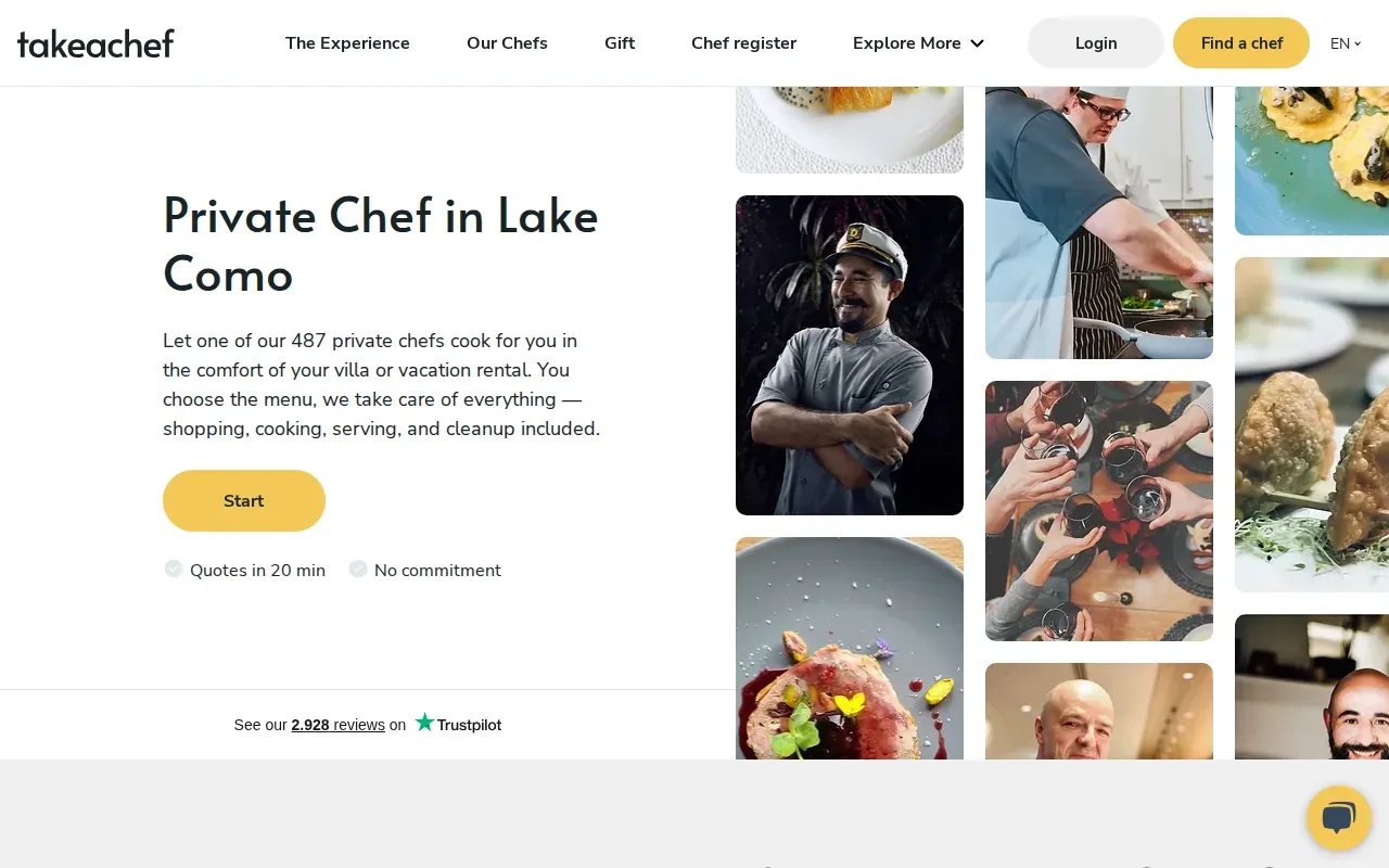 Screenshot of the Take a Chef website