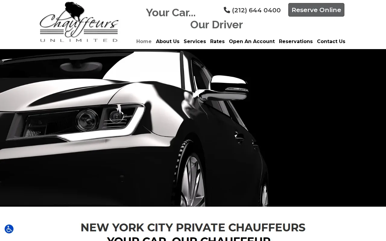 Screenshot of the Chauffeurs Unlimited website