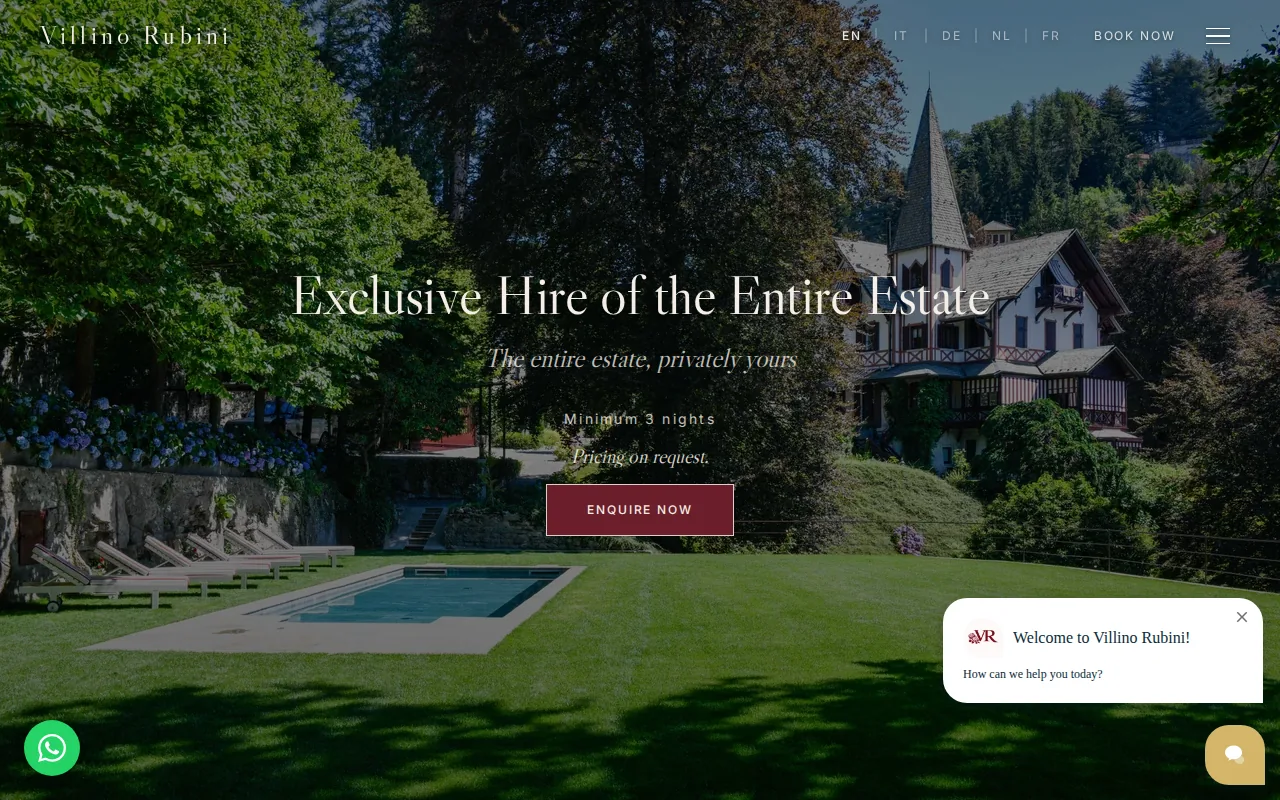 Screenshot of the Interest-Based Experience Stays at Villino Rubini website