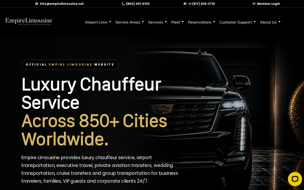 Screenshot of the Empire Limousine website