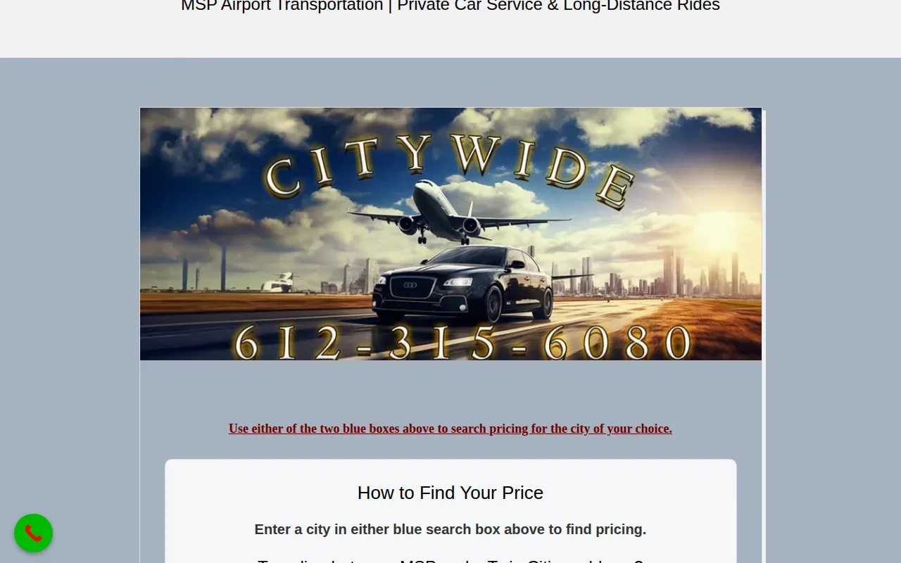 Screenshot of the Citywide MSP website