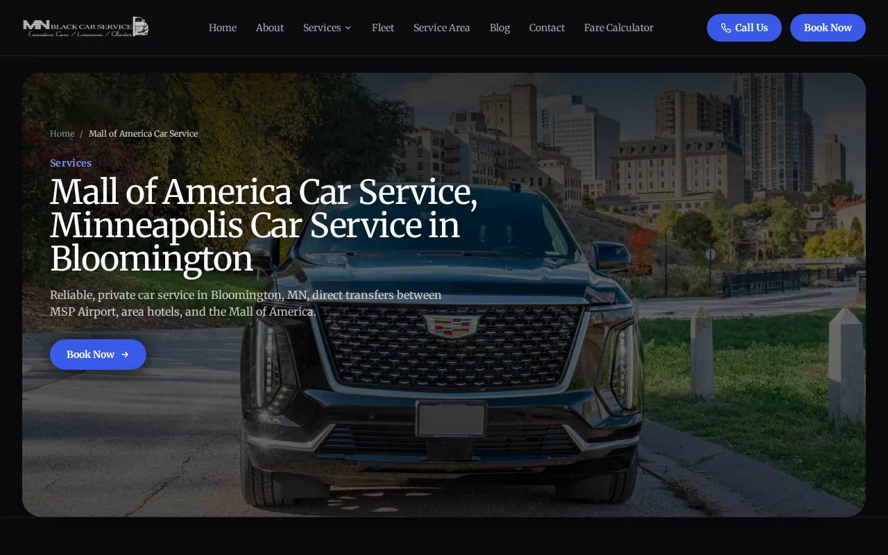 Screenshot of the MN Black Car website
