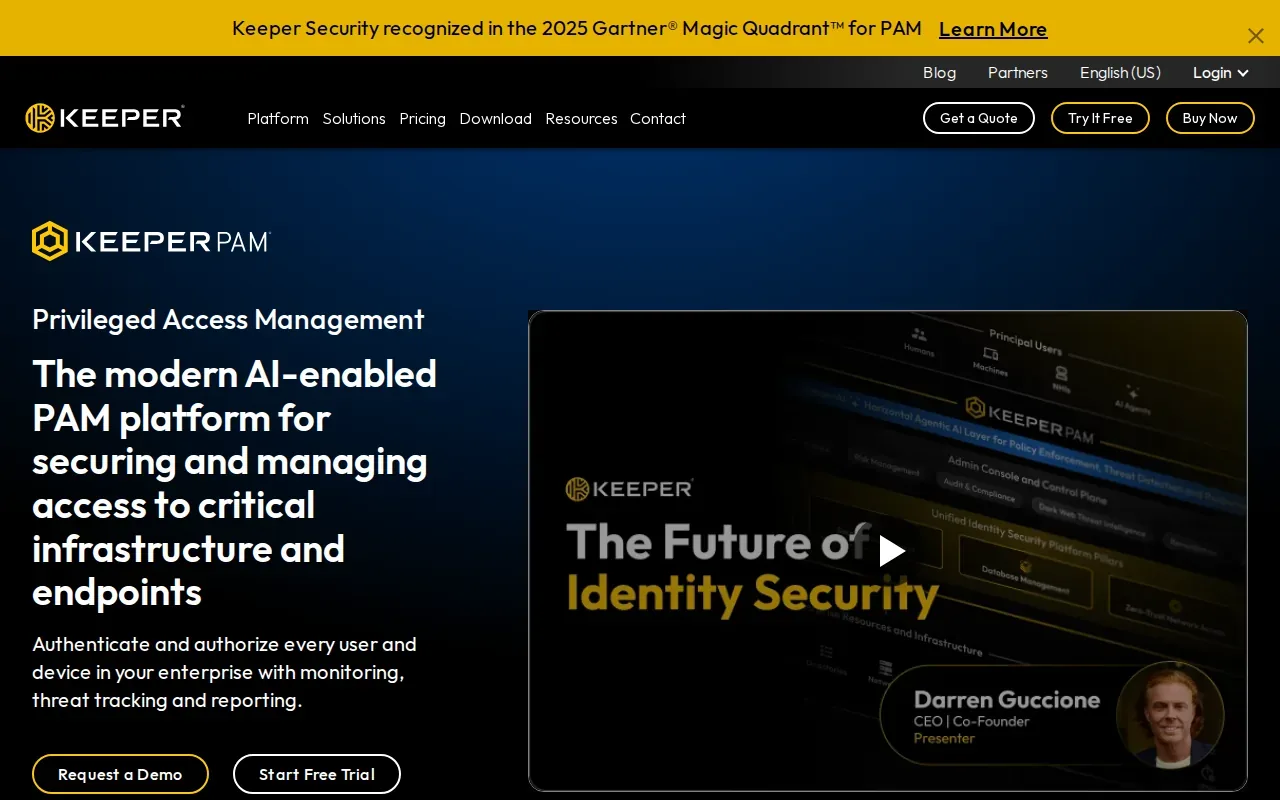 Screenshot of the KeeperPAM by Keeper Security website