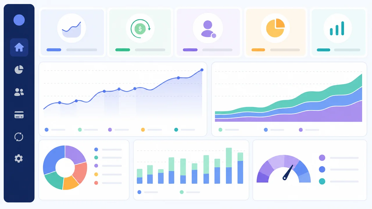 Illustration of a subscription revenue analytics dashboard