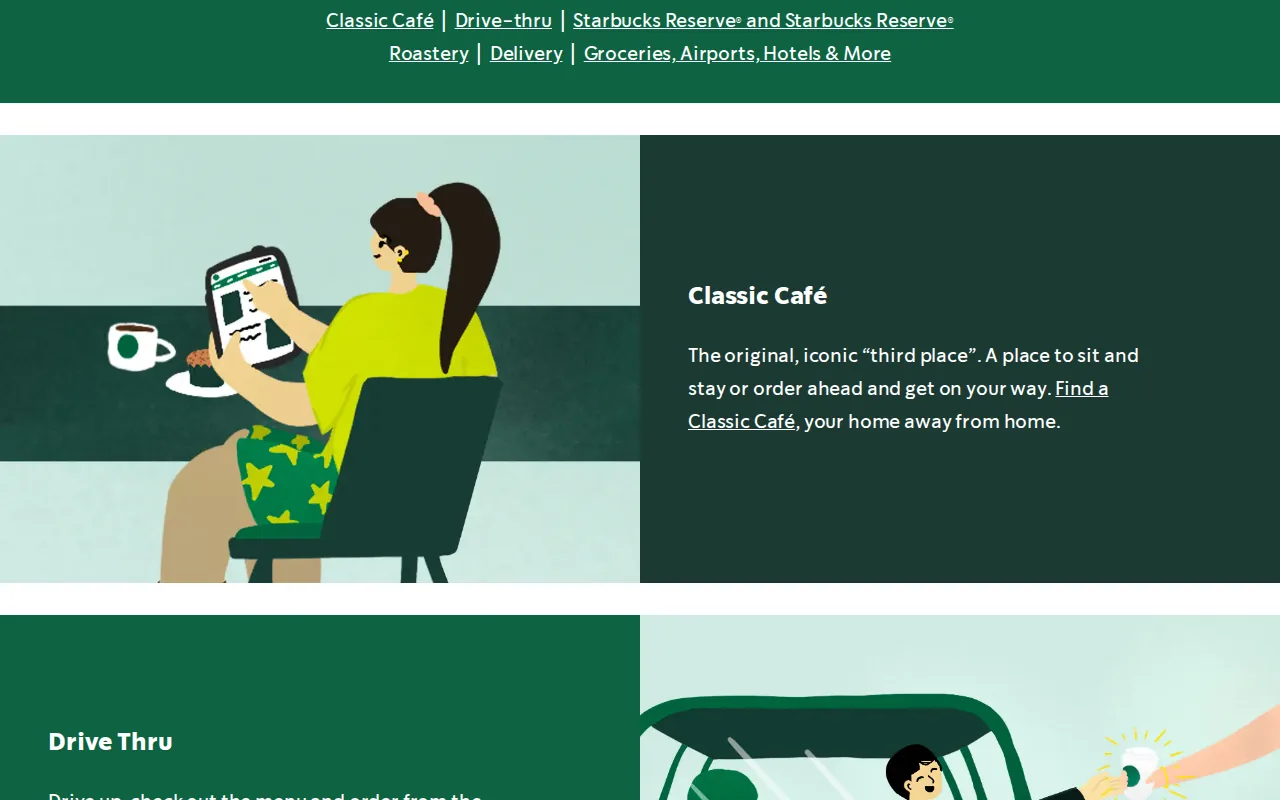 Screenshot of the Starbucks website