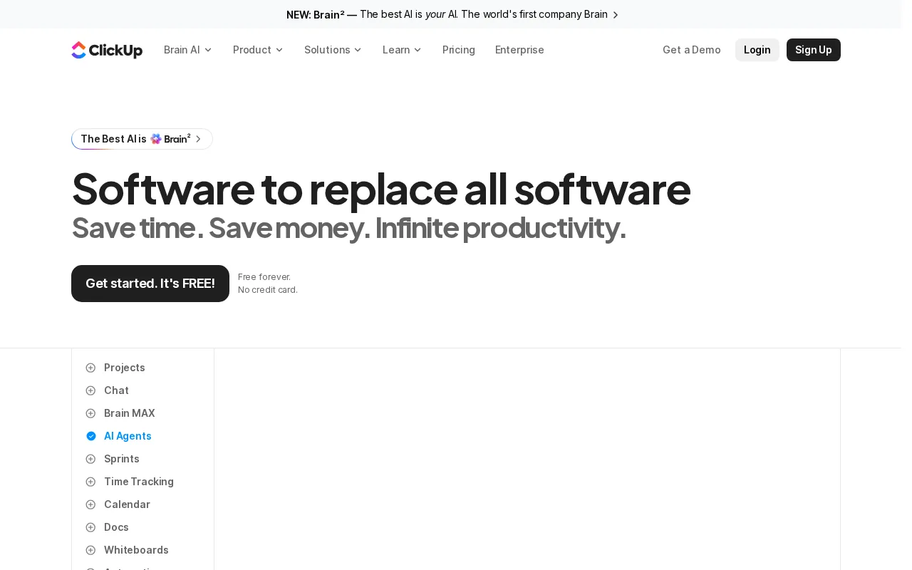 Screenshot of the ClickUp website