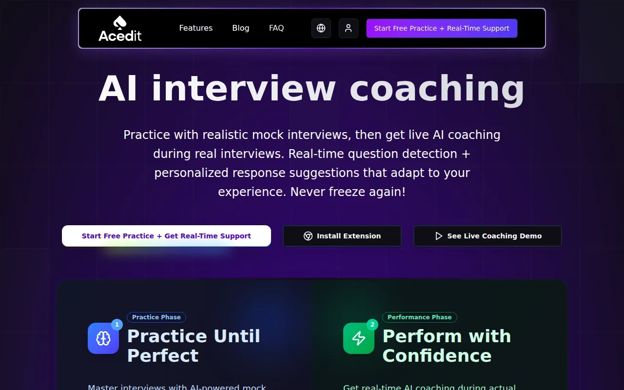 Screenshot of the Acedit website