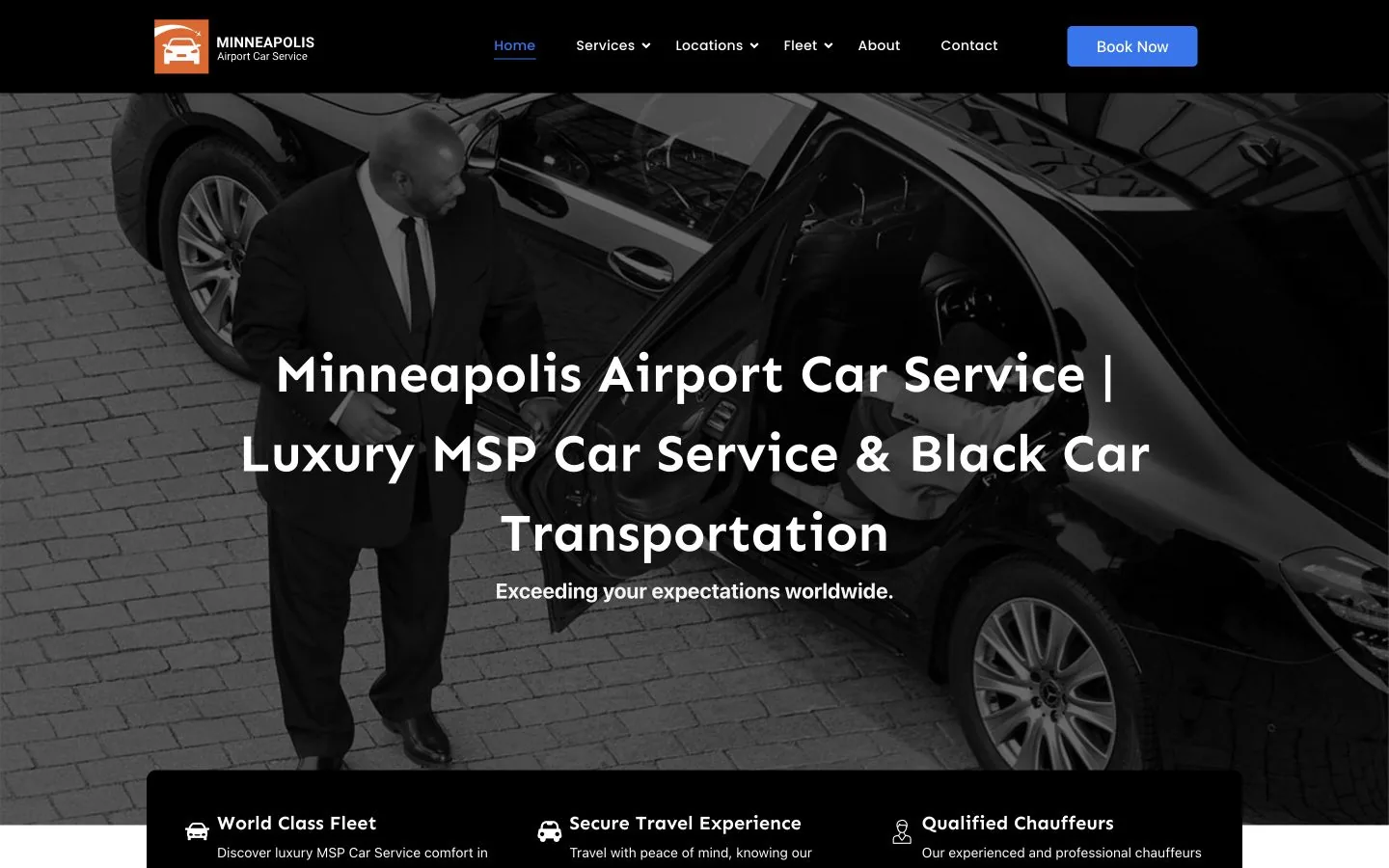 Screenshot of the Minneapolis Airport Car Service homepage